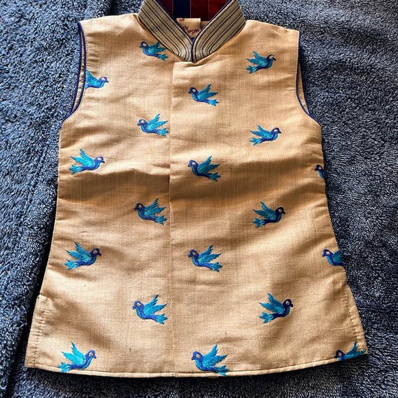 2-piece Navy Blue-Cream kurta-dhoti - Picture 3 of 3